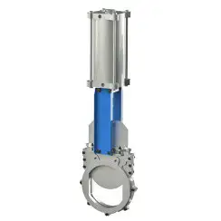 Bidirectional knife gate valve with demountable body with stainless-steel body and Viton seat, DN200, PN10. PA530 series pneumatic actuator