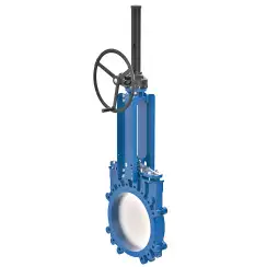 Unidirectional knife gate valve with steel body and EPDM seat, DN900, PN10. PA540 series reducer