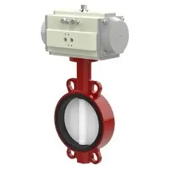 Wafer type butterfly valve with steel body and carbon steel disk and Viton seat, DN300, PN16. PA300 series pneumatic actuator