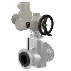 Standart pinch valve with aluminium body and natural rubber seat, DN100, PN10. PA810 series electric actuator