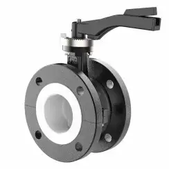Flanged type lined butterfly valve and stainless steel with molybdenum disk and PTFE seat, DN100, PN16. PA200 series 
