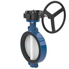 Wafer type butterfly valve and ductile iron disk and NBR seat, DN65, PN16. PA300 series 