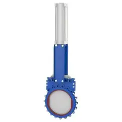 Bidirectional knife gate valve with polyurethane seat with ductile-iron body, DN350, PN10. PA560 series pneumatic actuator