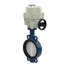 Wafer type butterfly valve and stainless steel disk and EPDM seat, DN100, PN16. PA300 series electric actuator