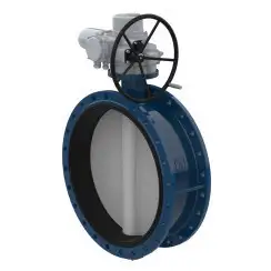 Flanged type butterfly valve with steel body and ductile iron disk and EPDM seat, DN1200, PN10. PA300 series electric actuator