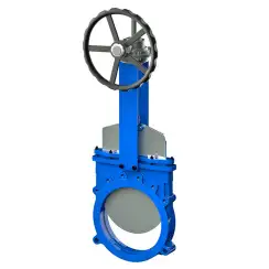 Bidirectional knife gate valve with steel body and metal-on-metal seat, DN250, PN10. PA520 series reducer