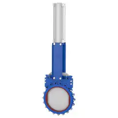 Bidirectional knife gate valve with polyurethane seat with stainless-steel body, DN400, PN10. PA560 series pneumatic actuator