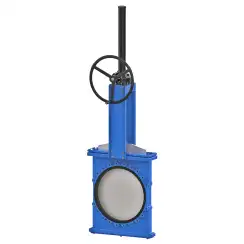 Bidirectional knife gate valve with internal rubber inserts with ductile-iron body and ss304+graphite seat, DN1200, PN10. PA550 series reducer