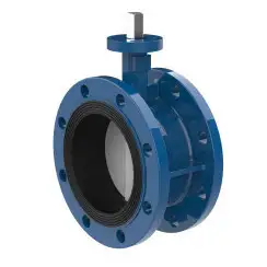 Wafer type butterfly valve with steel body and stainless steel disk and EPDM seat, DN100, PN16. PA300 series bare stem