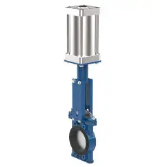 Bidirectional knife gate valve with internal rubber inserts with ductile-iron body and NBR seat, DN125, PN10. PA550 series pneumatic actuator