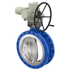 Flanged type butterfly valve with double eccentricity and carbon steel disk and Viton seat, DN400, PN10. PA700 series 