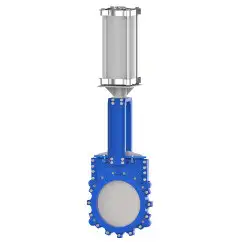Bidirectional knife gate valve with demountable body with stainless-steel + molybdenum body and NBR seat, DN250, PN10. PA530 series pneumatic actuator
