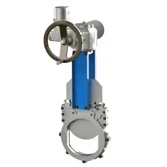Bidirectional knife gate valve with demountable body with ductile-iron body and Viton seat, DN80, PN10. PA530 series electric actuator