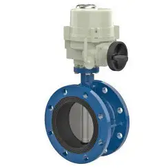 Flanged type butterfly valve with stainless-steel body and stainless steel with molybdenum disk and NBR seat, DN400, PN10. PA300 series electric actuator