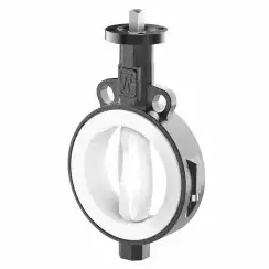 Wafer type lined butterfly valve with steel body and stainless steel disk and PTFE seat, DN250, PN10. PA200 series 