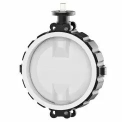 Wafer type lined butterfly valve and ductile iron disk and PTFE seat, DN450, PN16. PA200 series bare stem
