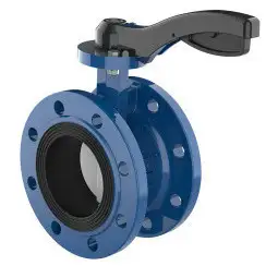 Flanged type butterfly valve with stainless-steel body and stainless steel with molybdenum disk and NBR seat, DN200, PN10. PA300 series handle
