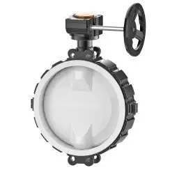 Wafer type lined butterfly valve with stainless-steel + molybdenum body and stainless steel disk and PTFE seat, DN600, PN10. PA200 series 