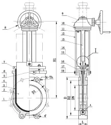 Bidirectional knife gate valve with ductile-iron body and EPDM seat, DN2000, PN10. PA520 series 