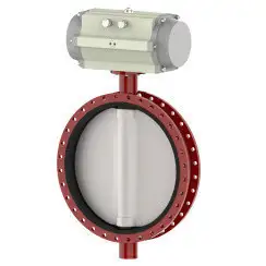 Wafer type butterfly valve with steel body and stainless steel disk and EPDM seat, DN1000, PN10. PA300 series pneumatic actuator
