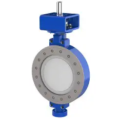 Wafer type butterfly valve with double eccentricity with stainless-steel body and stainless steel disk and PTFE+SS seat, DN600, PN16. PA400 series bare stem