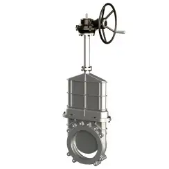 Unidirectional knife gate valve for high pressure with blind body with stainless-steel body and EPDM seat, DN700, PN10. PA570 series reducer