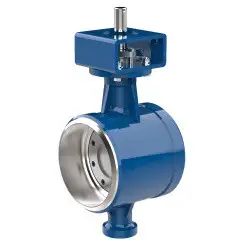 Welded type butterfly valve with tripple eccentricity with stainless-steel body and carbon steel disk and metal-on-metal seat, DN400, PN63. PA900 series bare stem