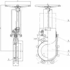 Unidirectional knife gate valve with ductile-iron body and EPDM seat, DN200, PN16. PA540 series 
