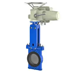 Bidirectional knife gate valve with internal rubber inserts with ductile-iron body and ss304+graphite seat, DN150, PN10. PA550 series 