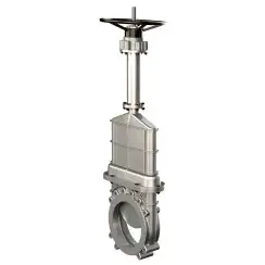 Unidirectional knife gate valve for high pressure with blind body with steel body and metal-on-metal seat, DN200, PN10. PA570 series 