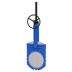 Bidirectional knife gate valve with demountable body with stainless-steel + molybdenum body and Viton seat, DN900, PN10. PA530 series reducer