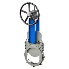 Bidirectional knife gate valve with demountable body with stainless-steel body and Viton seat, DN200, PN10. PA530 series reducer