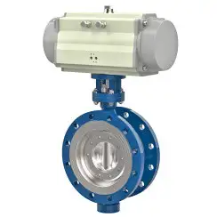Flanged type butterfly valve with tripple eccentricity with steel body and alloyed-steel disk and ss304+graphite seat, DN400, PN10. PA900 series pneumatic actuator