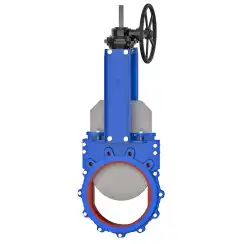 Bidirectional knife gate valve with polyurethane seat with stainless-steel body, DN400, PN10. PA560 series reducer