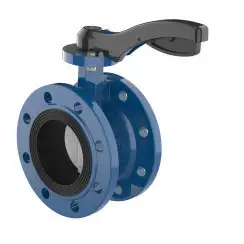 Wafer type butterfly valve with steel body and stainless steel disk and EPDM seat, DN100, PN16. PA300 series handle