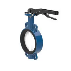 Wafer type butterfly valve and ductile iron disk and EPDM seat, DN80, PN16. PA300 series handle