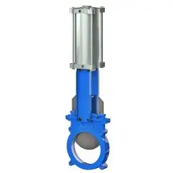 Unidirectional knife gate valve with stainless-steel body and EPDM seat, DN65, PN10. PA540 series pneumatic actuator