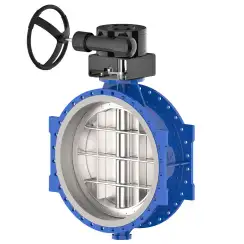 Wafer type butterfly valve with double eccentricity and ductile iron disk and EPDM seat, DN1000, PN25. PA700 series 