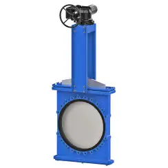 Bidirectional knife gate valve with internal rubber inserts with ductile-iron body and ss304+graphite seat, DN1200, PN10. PA550 series 