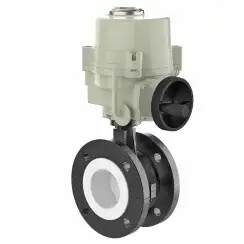 Flanged type lined butterfly valve and stainless steel with molybdenum disk and PTFE seat, DN100, PN16. PA200 series electric actuator