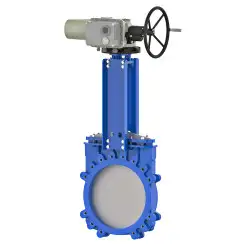 Bidirectional knife gate valve with stainless-steel + molybdenum body and metal-on-metal seat, DN900, PN10. PA520 series 