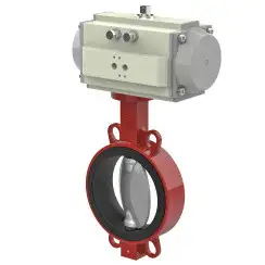 Wafer type butterfly valve and stainless steel with molybdenum disk and EPDM soft seat, DN100, PN16. PA600 series pneumatic actuator