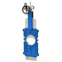 Knife gate valve with through knife with stainless-steel body and PTFE seat, DN200, PN10. PA510 series electric actuator