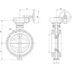 Flanged type butterfly valve with tripple eccentricity with steel body and stainless steel with molybdenum disk and metal-on-metal seat, DN450, PN100. PA900 series 