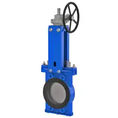 Bidirectional knife gate valve with internal rubber inserts with ductile-iron body and NBR seat, DN125, PN10. PA550 series reducer