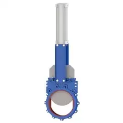 Bidirectional knife gate valve with polyurethane seat with steel body, DN125, PN10. PA560 series pneumatic actuator