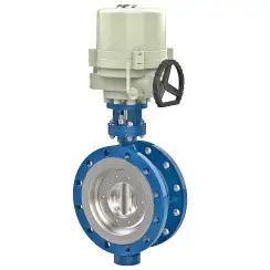 Flanged type butterfly valve with tripple eccentricity with steel body and alloyed-steel disk and ss304+graphite seat, DN400, PN10. PA900 series electric actuator