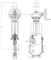 Unidirectional knife gate valve with ductile-iron body and EPDM seat, DN2000, PN10. PA540 series 