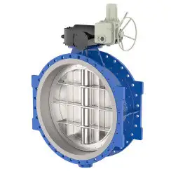 Flanged type butterfly valve with double eccentricity and carbon steel disk and Viton seat, DN1400, PN10. PA700 series 