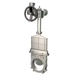Unidirectional knife gate valve for high pressure with blind body with stainless-steel body and EPDM seat, DN700, PN10. PA570 series electric actuator